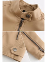 Chaqueta de cuero de imitación para mujer, chaqueta de motocicleta, delgada, corta, pu, primavera y otoño - details 15
