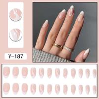 Artículo de Uñas de Almendra Desmontable con Diseño de Ondas Conjunto Completo de Puntes de Uñas Falsas Francéses de Tacón Alto - details 2