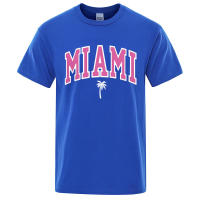 Camiseta holgada informal con letras para hombre, ropa de algodón con estampado de dibujos animados, cuello redondo, Miami Seaside City - details 8