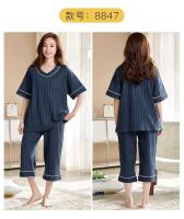 Conjunto de pijama de dibujos animados para mujer, pijama informal con cuello redondo, pantalones cortos y pantalones cortos, 100% algodón, verano, M-5XL - details 20
