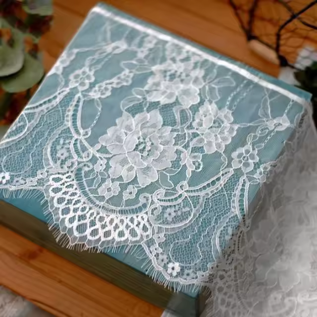 Ribete de encaje bordado Floral francés chantilly, vestido de encaje de pestañas festoneado, encaje de costura DIY, precio de 3 metros - 1