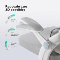 Silla de Oficina ergonómica de Malla, Silla de Oficina con Respaldo Alto con reposabrazos 3D, Soporte Lumbar hacia Arriba y hacia Abajo, Silla de Trabajo - Marco Blanco Malla Gris Claro - details 3