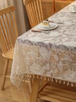 Mantel con borla de pájaro y Ense campestre, beige, para salón, cocina, mesa de comedor, mesa de centro - details 7