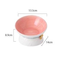 Cuenco de cerámica para gatos, cuenco creativo con boca inclinada para mascotas, base alta, antideslizante, multiusos, cuenco de alimentación para comida de perros, contenedor de agua - details 0