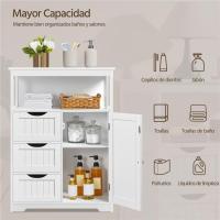 Armario de Baño de Madera Diseño de Cajón y Estante Ajustable Ideal para Cocina y Sala de Estar - details 12