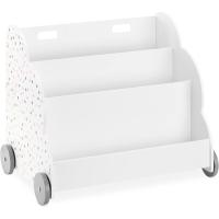 Librería Infantil de Madera - Biblioteca Montessori para niños con 3 Compartimentos para Libros y Juguetes - Estantería con Ruedas - Diseño de Oso - details 7