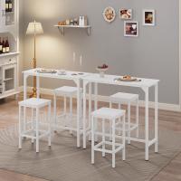 Conjunto de Mesa de Bar y Taburete Estructura de Metal y Roble Claro + Blanco 100x40x100 cm - details 34