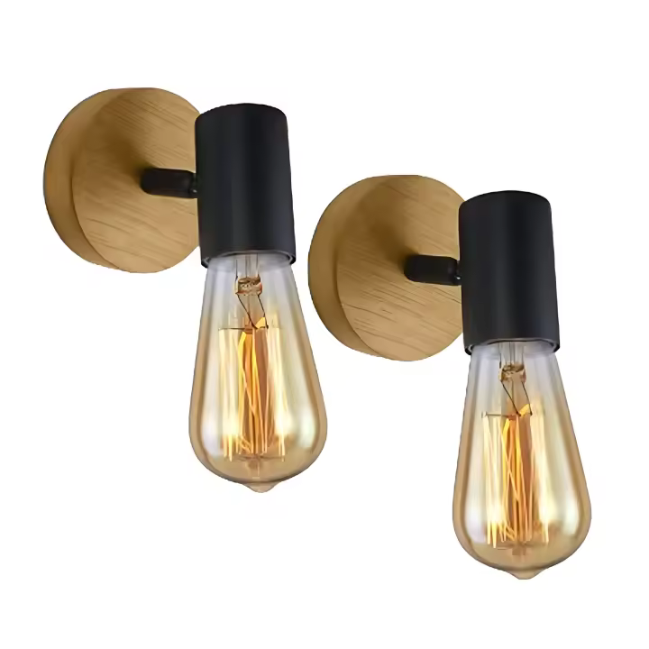 Goeco Luces de Pared de Metal y Madera Eficiencia Energética Iluminación 220V - 1