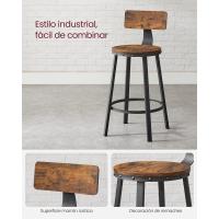 Taburetes de Bar Altos con Resalón Juego de 2, Acero, Montaje Fácil, Industrial, Marrón Rústico y Negro LBC026B01V1 - details 23