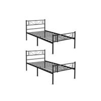 Cama de Metal Moderna con somier, Cama Doble/Individual, Marco de Cama con cabecero, Cama de Invitados, Cama Juvenil, para Dormitorio, habitación de Invitados, 90 x 190 cm/Blanco - details 12