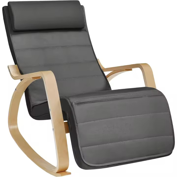 Mecedora de Madera de Abedul Silla Mecedora Ajustable en 5 Posiciones Carga Máxima 150 kg - 1