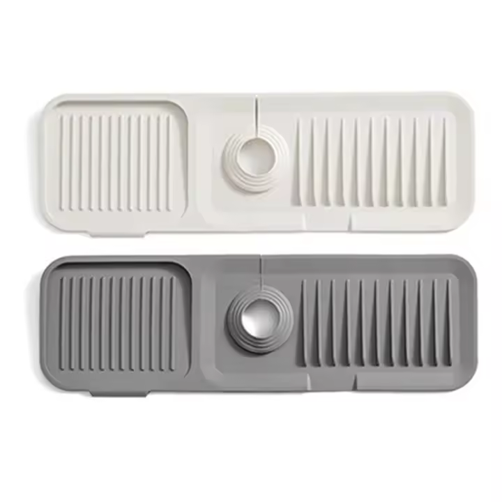 Almohadilla contra salpicaduras de silicona para grifo, alfombrilla para baño y cocina, almohadilla de drenaje antisalpicaduras, parte inferior del grifo, engrosamiento impermeable, 2 uds. - 1