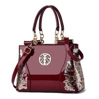 Bolso retro de gran capacidad de cuero brillante bordado de doble cara para mujer, bandolera de hombro atmosférica, mochila de lujo de alta gama - details 3