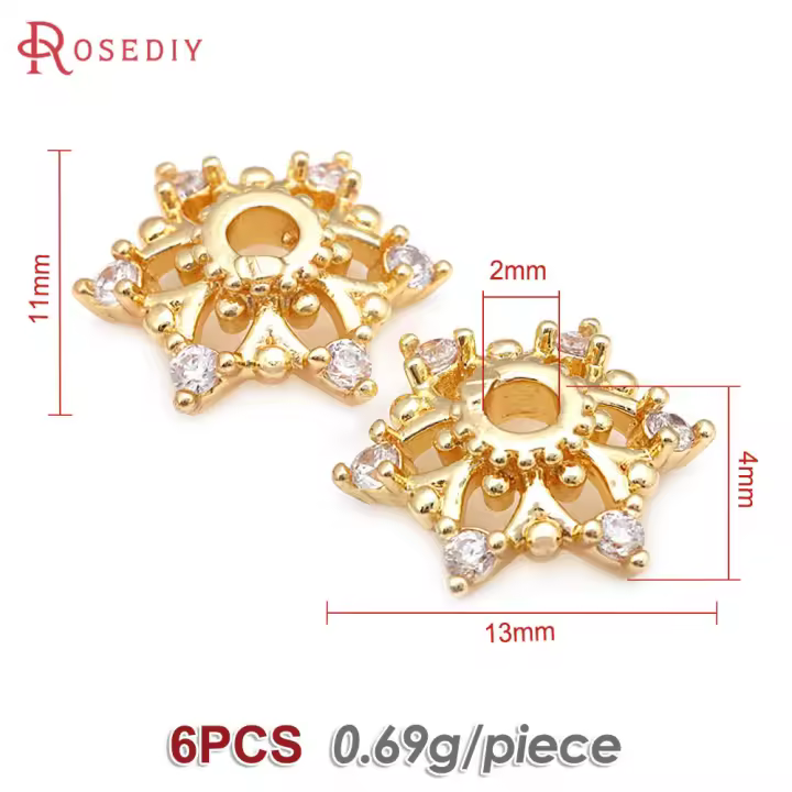Cuentas de Flor de Brasso Dorado de 18K Joyería de Alta Calidad para Mujeres - 1