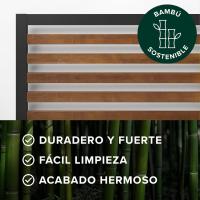 Marco de cama de plataforma de bambú y metal con cabecero y soporte de listones de acero - Marrón y negro - details 4