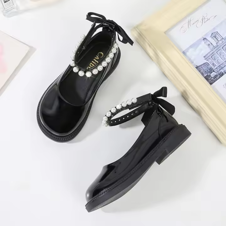 Zapato multifuncional de perlas de cuero para niña, elegante, fiesta de boda, primavera y otoño - 1