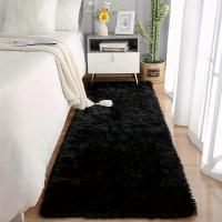 Alfombra De Felpa Esponjosa Negra, Antideslizante, Para Dormitorio, Sala De Estar, 1 unidad - details 1