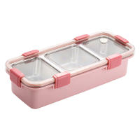 Fiambrera de 2 Compartimentos de Acero Inoxidable Caja Bento Portátil con Tazón de Sopa - details 0