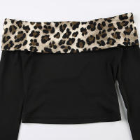 BUNO-Top corto con estampado de leopardo para mujer, camisetas de manga larga con hombros descubiertos, estética Y2K, ropa Grunge Fairycore - details 20