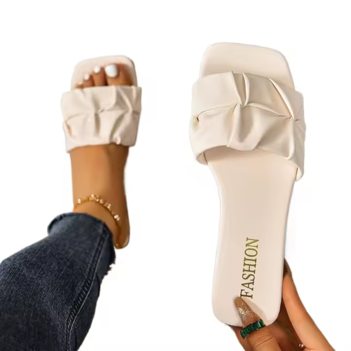 Sandalias de Verano de Estilo Coreano para Mujeres Zapatos de Pie Planos con Cabeza Cuadrada - 1