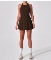 Vestido deportivo adelgazante antideslumbrante para mujer, ropa de entrenamiento de tenis de plumas de secado rápido, Fitness en la espalda, ropa de Yoga de una pieza - details 8