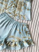 Moda verano, 3 piezas, camisola y pantalón corto, estampado floral de seda con bolso colgante, pijama de mujer, pijama de casa - details 5