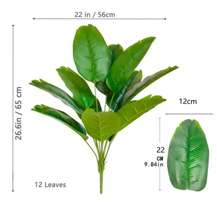 Árbol Trcal grande Artificial, plantas de plátano, hojas de Monstera de plástico de tacto Real para fiesta en el jardín del hogar r - 1