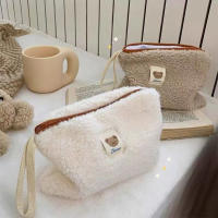 Bolsa De Cosméticos De Pelo De Oveja Lobo Organizador De Maquillaje Kawaii Bolsa De Viaje Monedero Almacenamiento Doméstico Accesorio - details 4