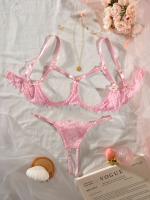 Conjunto de lencería erótica de encaje floral, sujetador de busto abierto y tanga de entrepierna abierta, ropa sexy para mujer - details 5