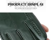 Guantes de piel de oveja para mujer, manoplas cortas de terciopelo fino para pantalla táctil, de cuero, de buena calidad, para invierno, 2226 - details 214
