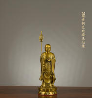 Bodhisattva Ksitigarbha de cobre puro en la montaña Jiuhua, con una gran decoración de la estatua de bronce de los Tres Santos Samantabhadra - details 6
