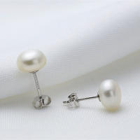 Pendientes de perlas naturales de agua dulce para mujer, cuentas Nude con forma de moño al vapor, joyería clásica de boda, accesorios diarios, 7-8mm - details 6
