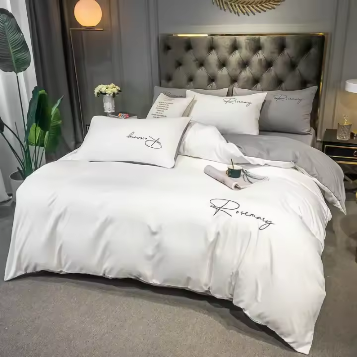 Funda de Edredón Bordada Simple de Alta Calidad para Reina y Rey Lavada Cubierta de Cojín Suave 220x240 150x200 Sin Funda de Almohada - 1