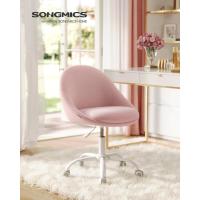Silla de Oficina en Casa, Silla Giratoria de Algodón y Lino, Silla de Escritorio, Acolchada con Espuma, Altura Ajustable, para Estudio, Dormitorio, Azul Pálido OBG020Q01 - details 9
