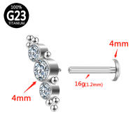Todo g23 titanium labret 3 de cristal pendientes tragus hélice pendiente de lóbulo piercing para cartílago de la oreja labio rosca interna lengua cuerpo joyas - details 2