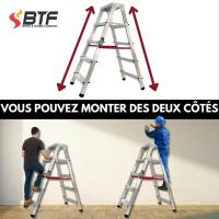 Escalera Tijera Plegable Doble Cara 5 Peldaños en Aluminio |   5+5 Plataforma H.110 cm |   Altura Alcanzable 3,1 Metros |   Certificada EN131 Capacidad Carga 150 kg. BTF-DDB05 - details 3