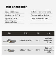 TOMAX Lámpara de araña de fieltro con sombrero de paja italiano de diseñador nórdico: lámpara colgante moderna para restaurante, dormitorio minimalista y accesorio de ventana boutique con (garantía de 1 año) - details 16