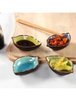 Kitchen Bowl Kitchen Tool Dish Creative Ice Crack Glaze Leaf Ceramic Seasoning Soy Sauce Vinegar Small Plates 10*7.5*3cm - details 2