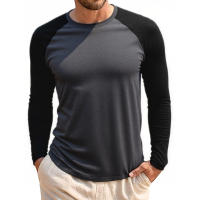 Camisetas Largas para Hombres Moda Casual con Color Contraste Perfecto para Primavera Otoño - details 1