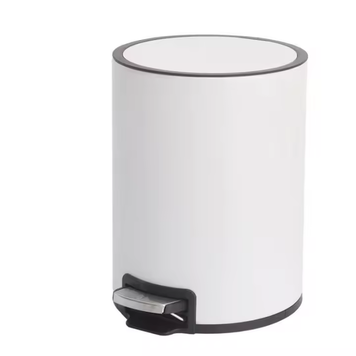 Baño pequeño con inodoro de acero inoxidable con pedal de 3 L - Bote de basura con tapa silenciosa (Plata) - 1