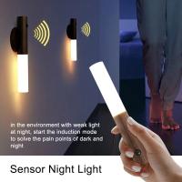Luz LED de noche pequeña de inducción de cuerpo humano, carga USB, pasillo, armario, imitación de madera, arte - details 14