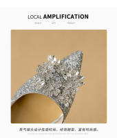 Zapatos de Novia de Otoño Tacones Altos de Champán para Mujer Suela Cuadrada de Cristal - details 4