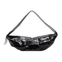 Cuero suave plisado Dumpling Bolso de la Mujer 2025 Nuevo, Cuerno de vaca Bolso de hombro de correa ancha, Negro - details 4