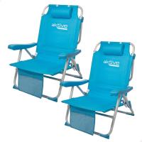 2 sillas plegables multiposición para playa, jardín, terraza o camping, 5 posiciones, 49x58x80 cm, Altura asiento 27 cm, Topes antivuelco, Soporta 100 kg, Con asas transporte (85469) - details 0