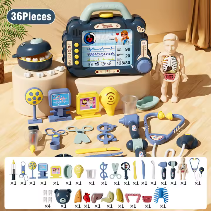 Juego de rol de simulación para niñas, Kit médico de accesorios de Hospital, estuche de herramientas de enfermera, paquete de juguetes de Doctor, juego de regalo para niños - 1