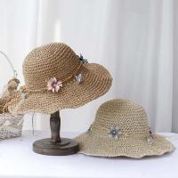 Sombrero de paja hecho a mano estilo cubo de moda sun ral sombrero de ganchillo de sol Multicolor para playa, viajes y vacaciones - details 7
