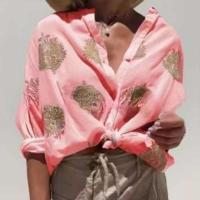 Camisa estampada en 3D para mujer, blusa holgada informal de manga larga con botones para otoño e invierno, 2024 - details 6