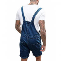 Pantalones cortos de mezclilla para hombres, overoles, mono casual de ajuste holgado - details 1