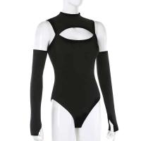 Mono de manga larga con cuello medio alto para mujer, hombros descubiertos, color sólido, moda de alta gama - details 8