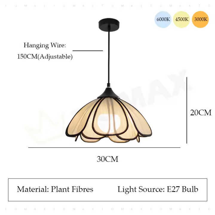 TOMAXIN-Lámpara de techo de pétalos Retro, bombilla LED E27 de tres colores, para comedor, sala de estar, dormitorio, salón de té - 1